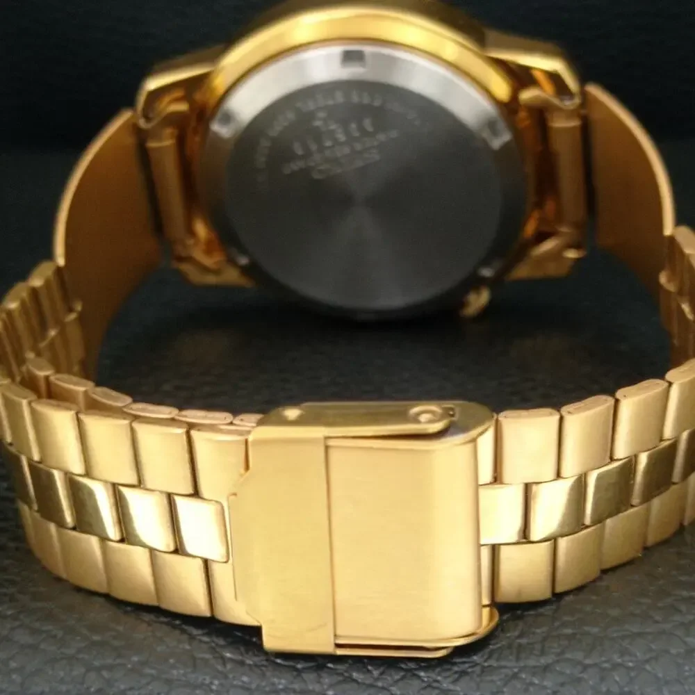 Vintage 1980 Seiko Automatic Mens Gold Watch W/daydate & Arabic accents